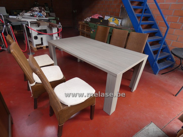 Tafel + 6 rotanstoelen