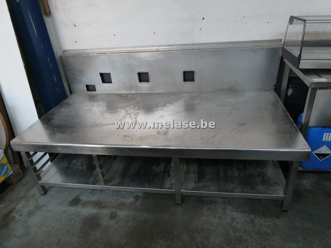 RVS werktafel met achterwand