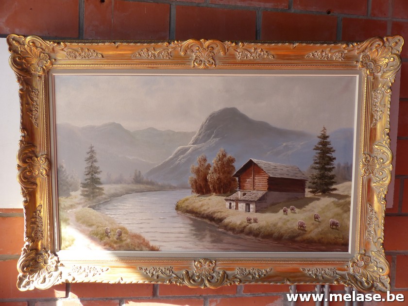 Schilderij "schaapjes aan het water"