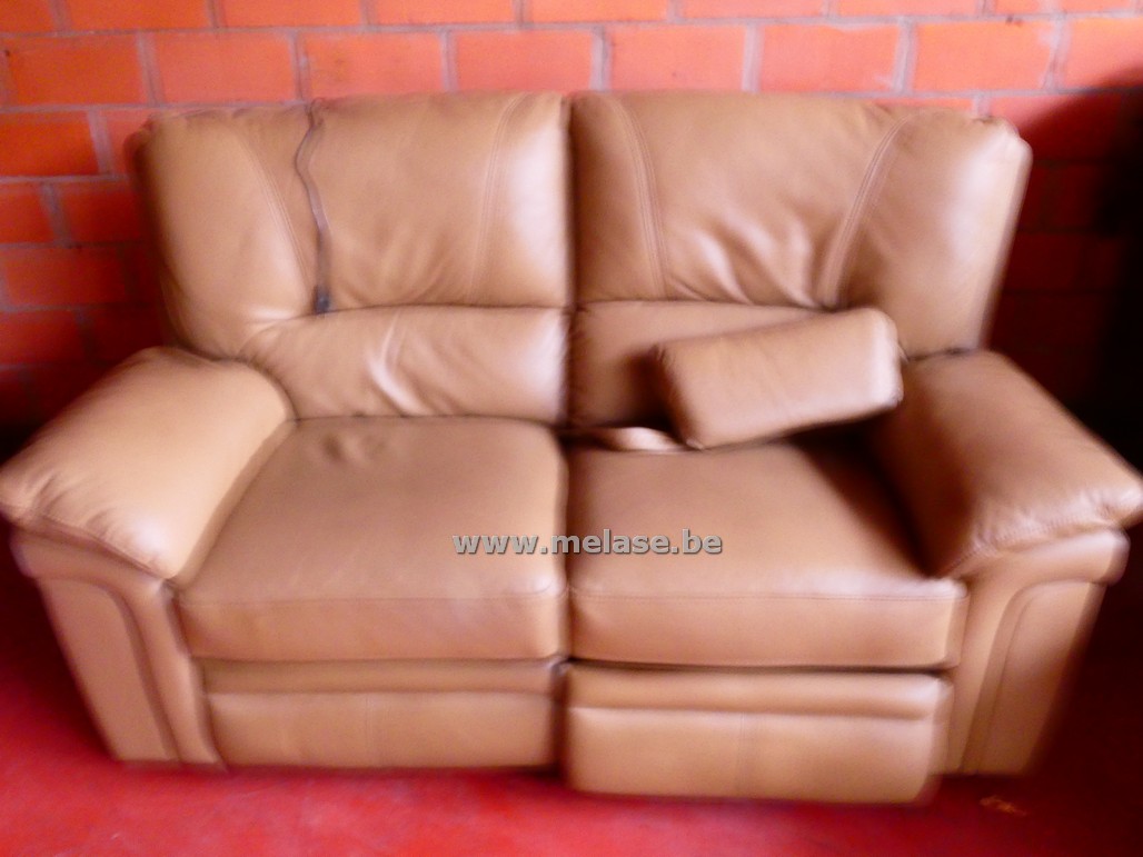 Beige lederen salon