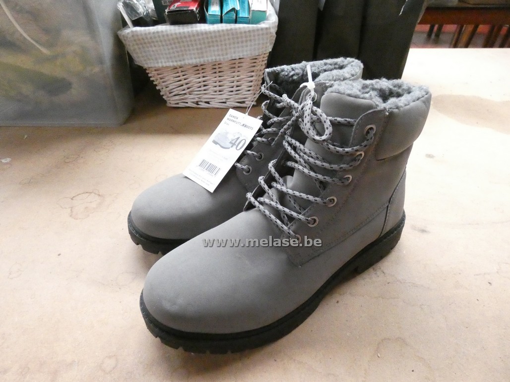Damesbottines "grijs - daim - pels"