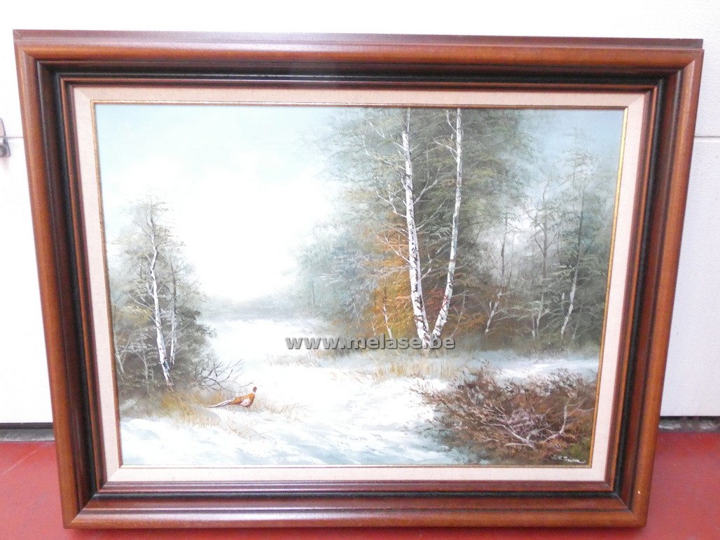 Schilderij "fazant in winterlandschap"