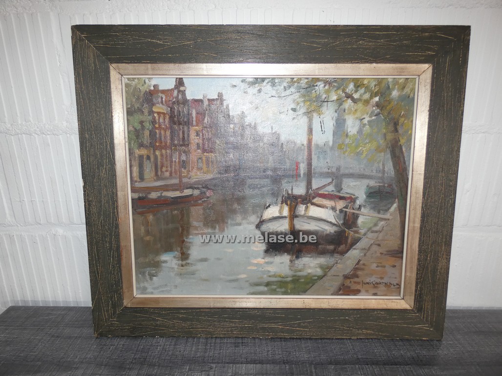 Olieverfschilderij "Bootje op de vaart"