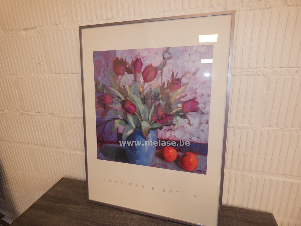Prent "Vaas met rode bloemen"