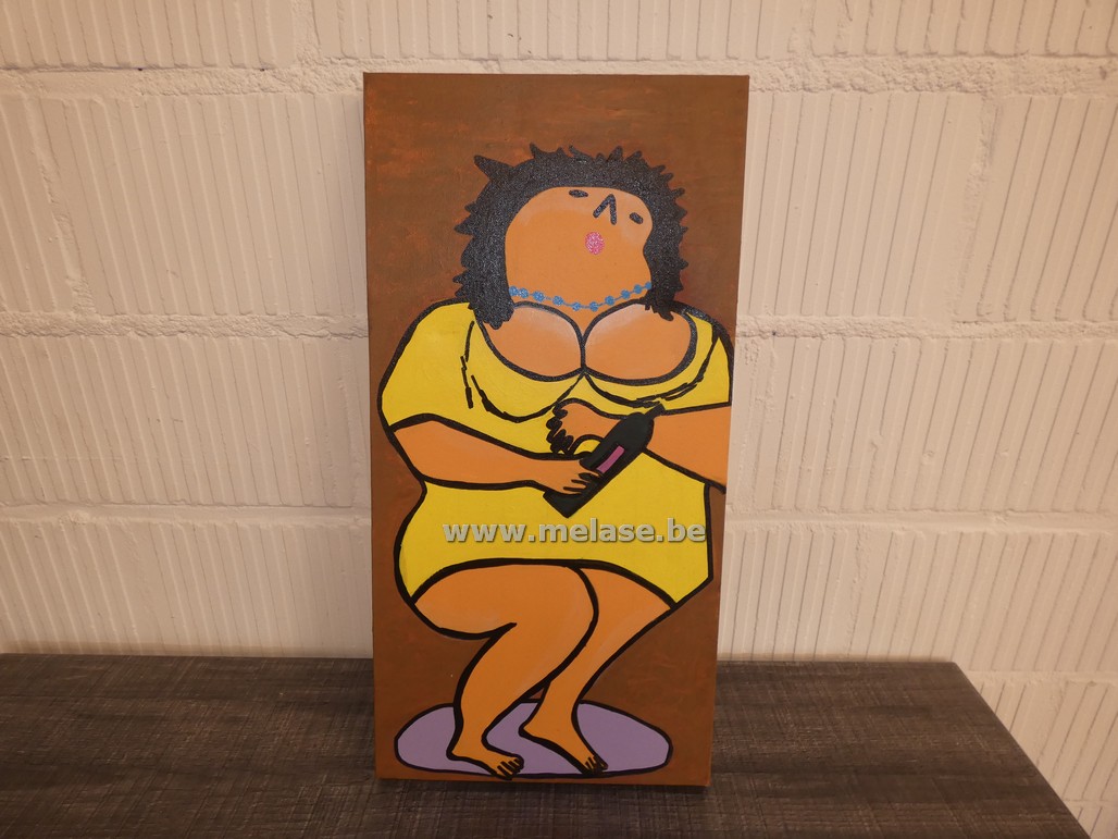 Canvas "Gele rondborstige dame"