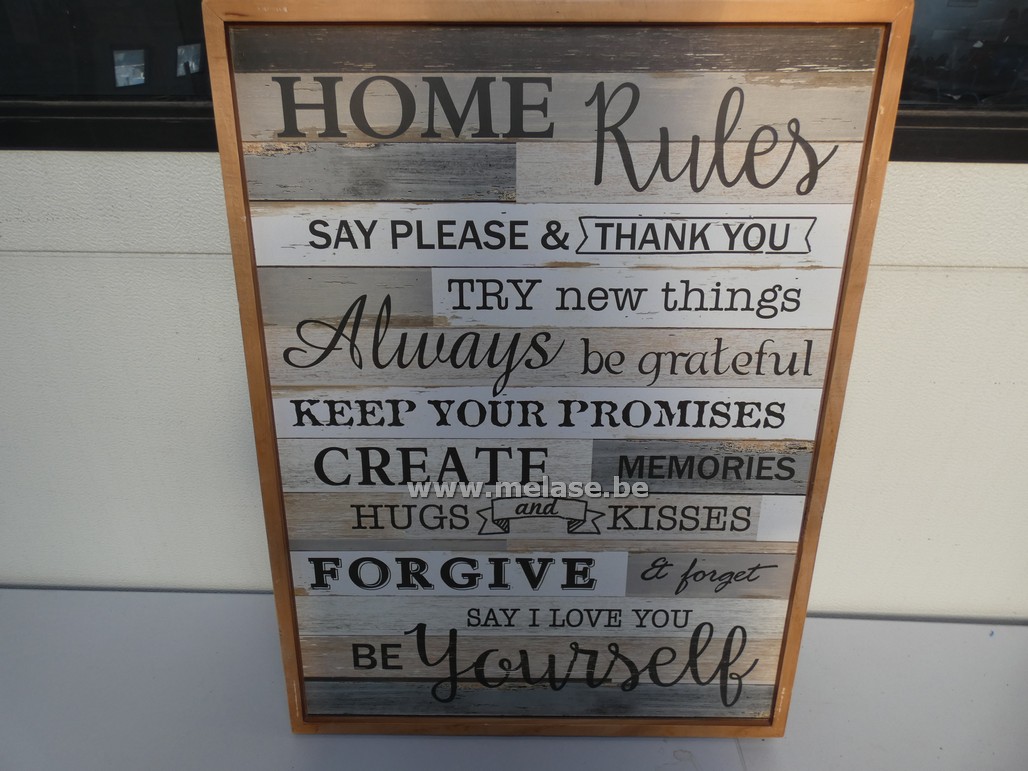 Houten wanddecoratie "Home Rules"