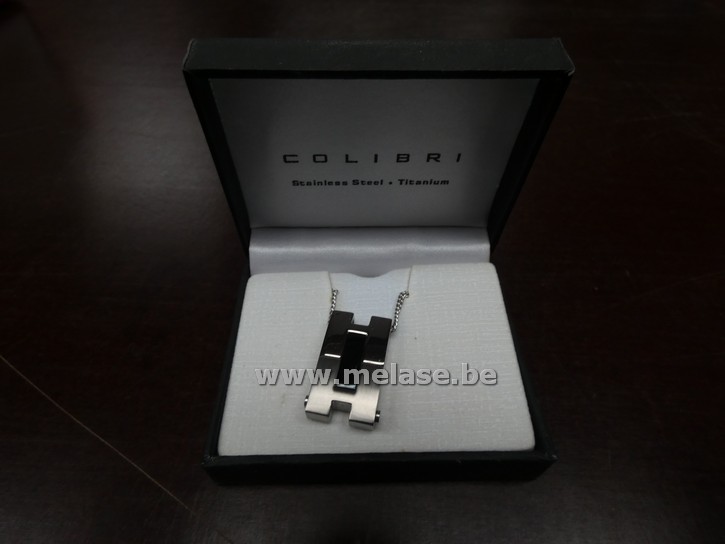 Halsketting met hangertje "stainless Steel/ Titanium - Colibri of London"