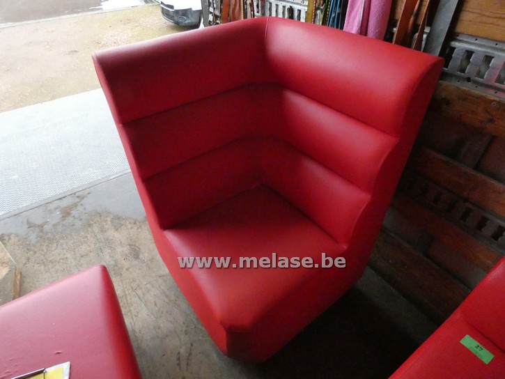 Hoekbank "rood - lederlook"