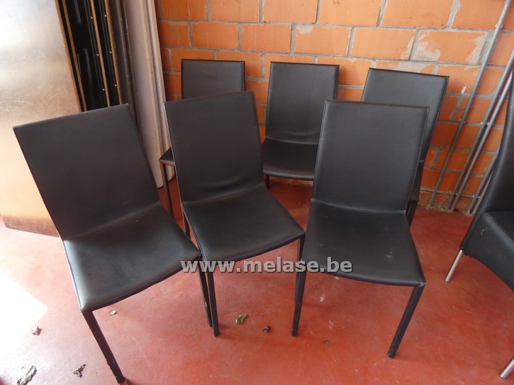 Stoelen "zwart - lederlook - lage rug"