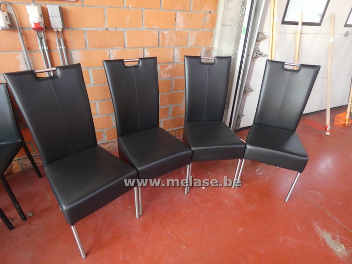 Stoelen "zwart - lederlook - hoge rug"