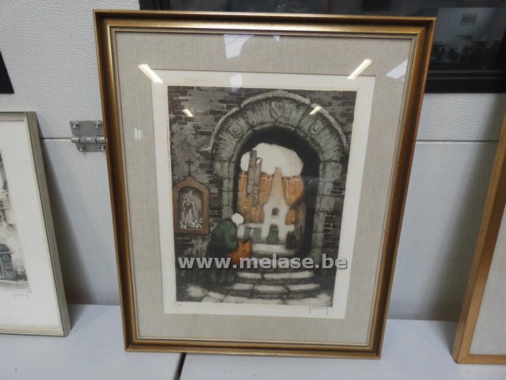 Kleurenlitho "Begijnhof van Brugge"