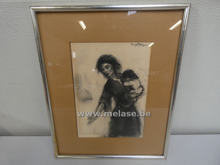 Houtskool "moeder met kind"