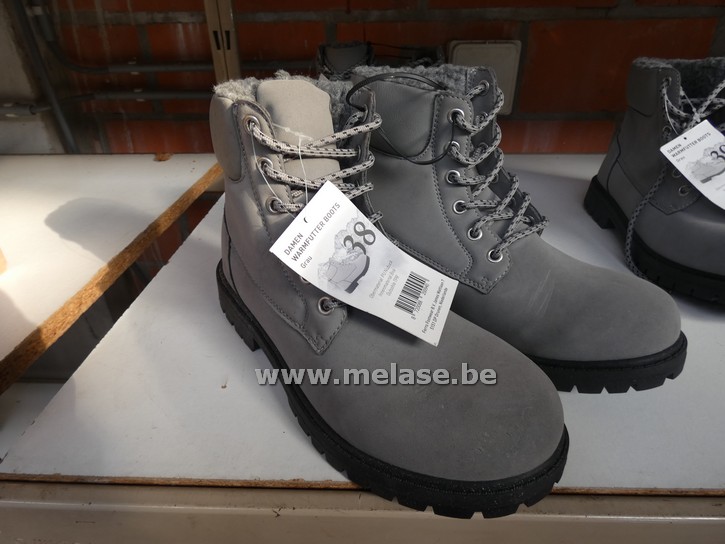 Damesbottines "grijs - daim - pels"
