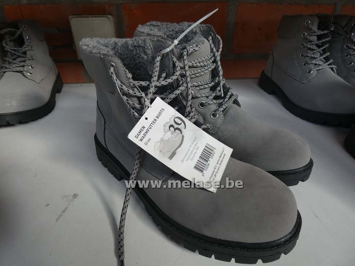 Damesbottines "grijs - daim - pels"