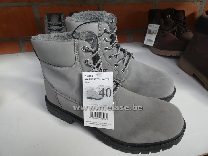 Damesbottines "grijs - daim - pels"