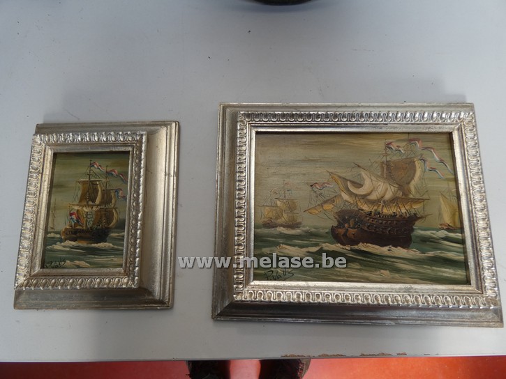 Schilderijtjes in kader "zeilschepen"