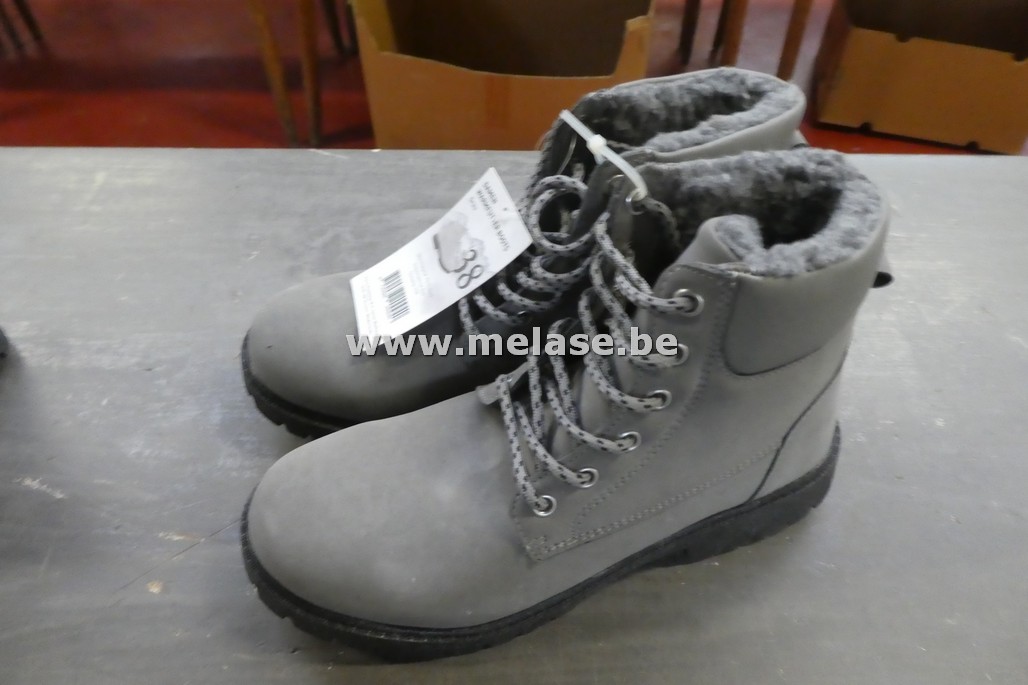 Damesbottines "grijs - daim - pels"