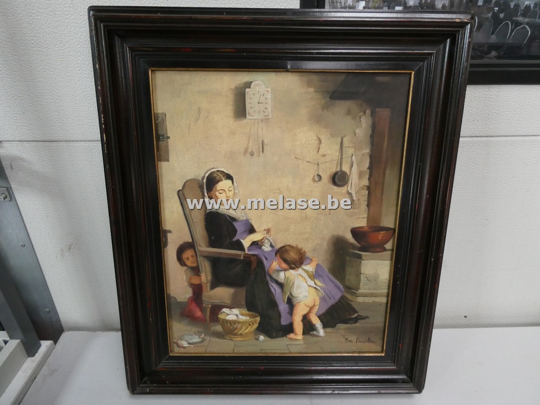 Schilderij in kader "moeder met kinderen"
