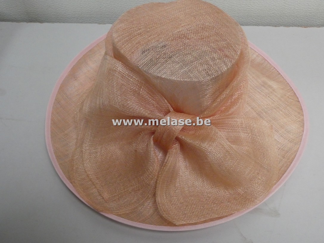 Dameshoed "oranje/roze met strik"