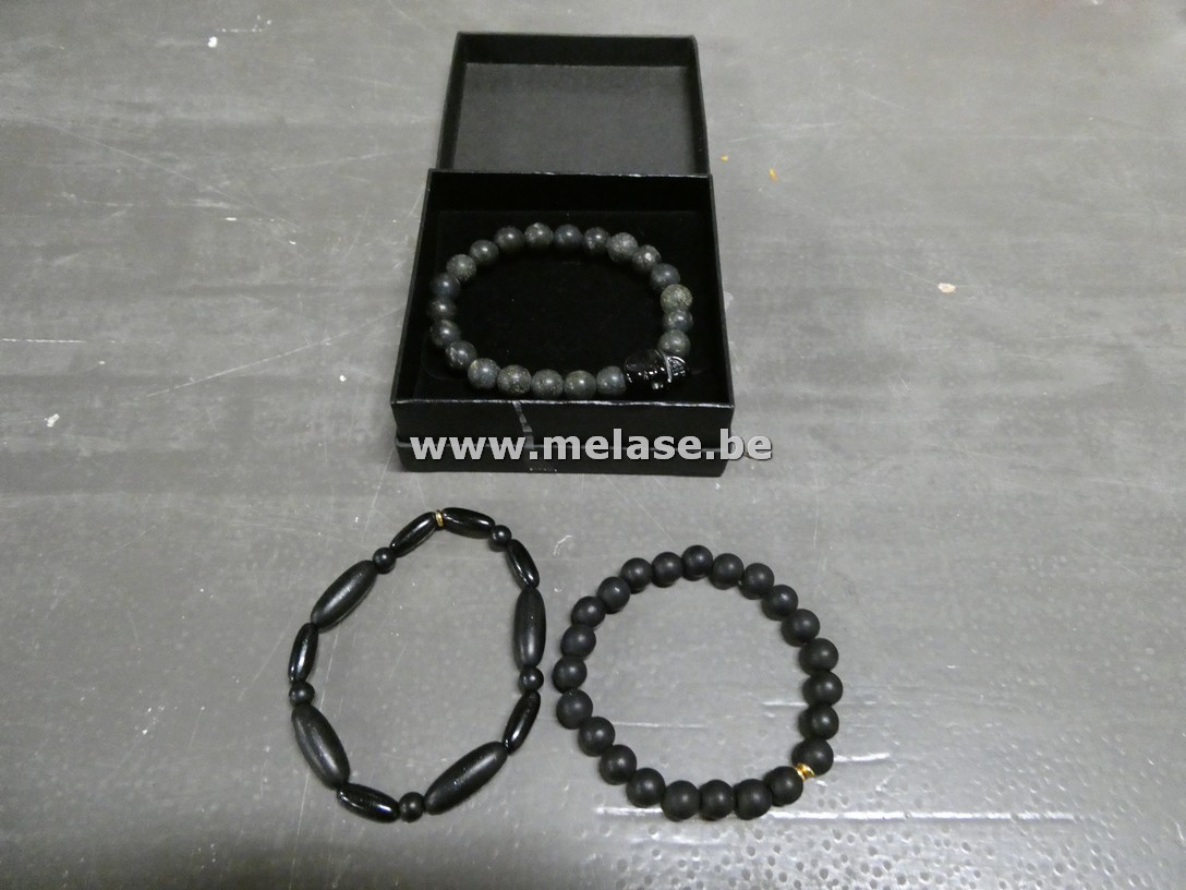 Parelarmbanden "zwart - grijs/groen"