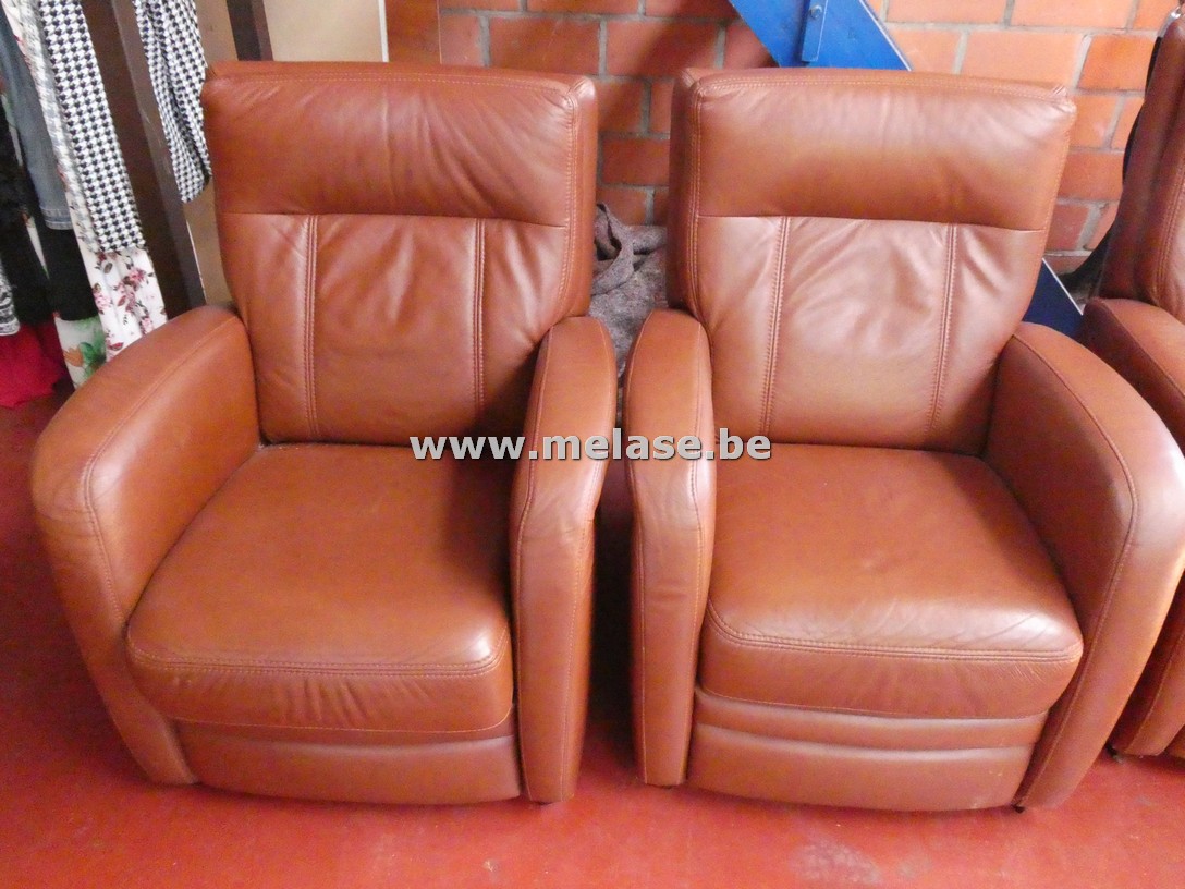 Bruine lederen fauteuils