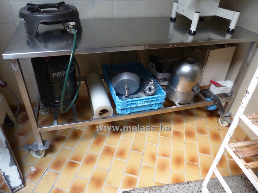 Inox werktafel op wielen