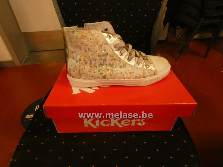 Kickers - wit/roze en blauwe glitter