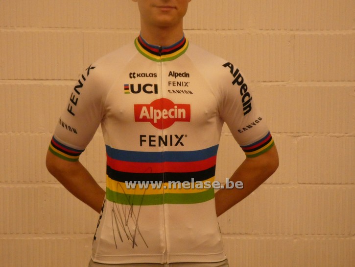 Wielertruitje "Mathieu van der Poel - wereldkampioenentrui Alpecin fenix", gesigneerd