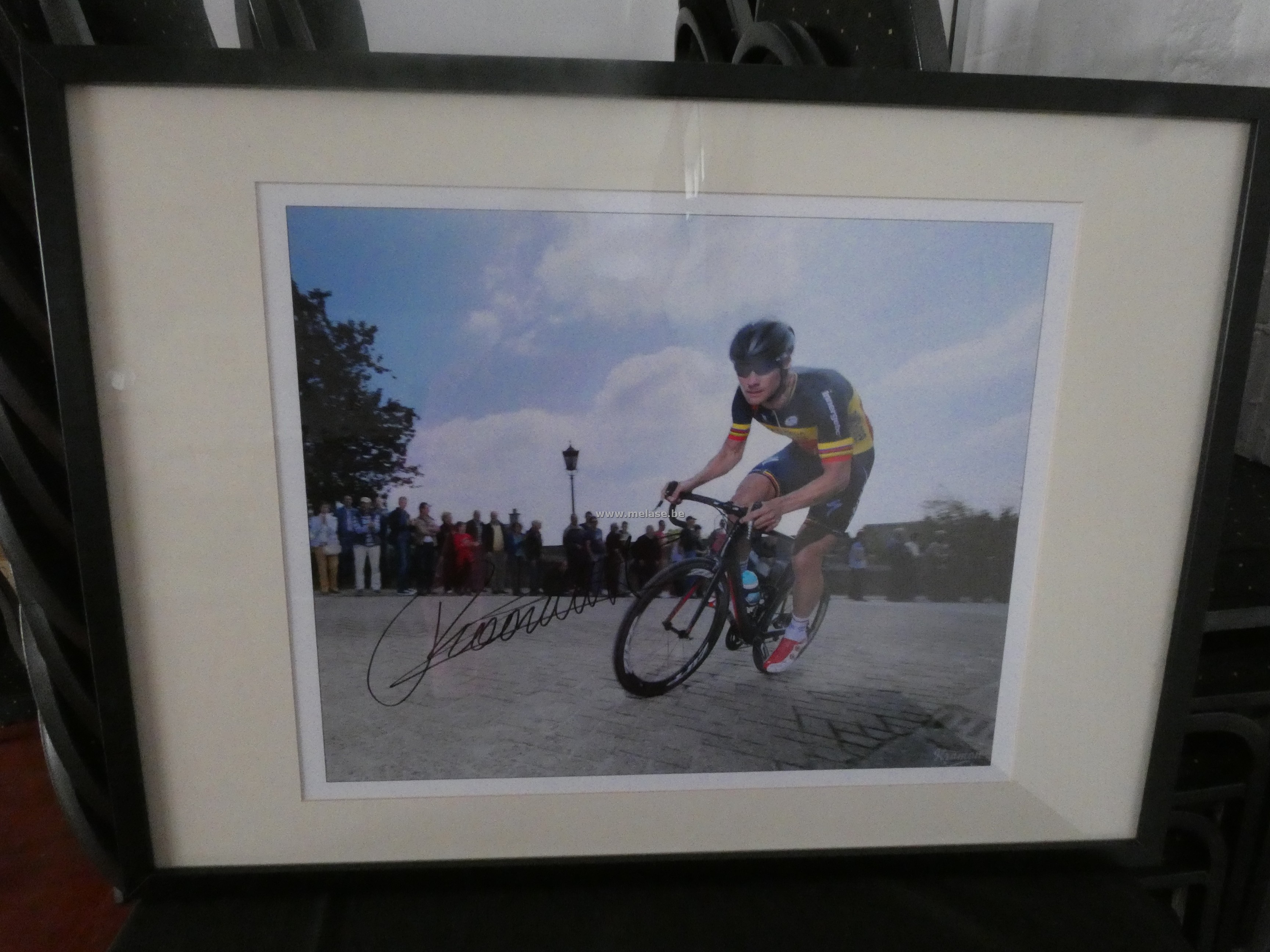 Foto in kader "Tom Boonen", gesigneerd 