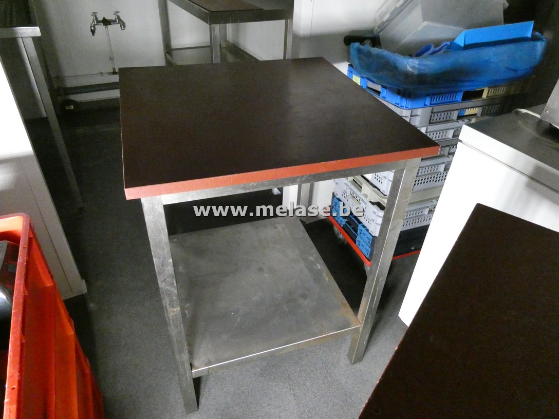 RVS werktafel "met rood PVC werkblad"