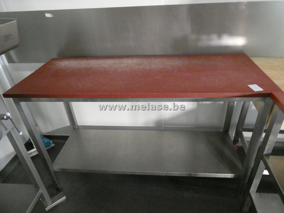 RVS werktafel "met rood PVC werkblad"