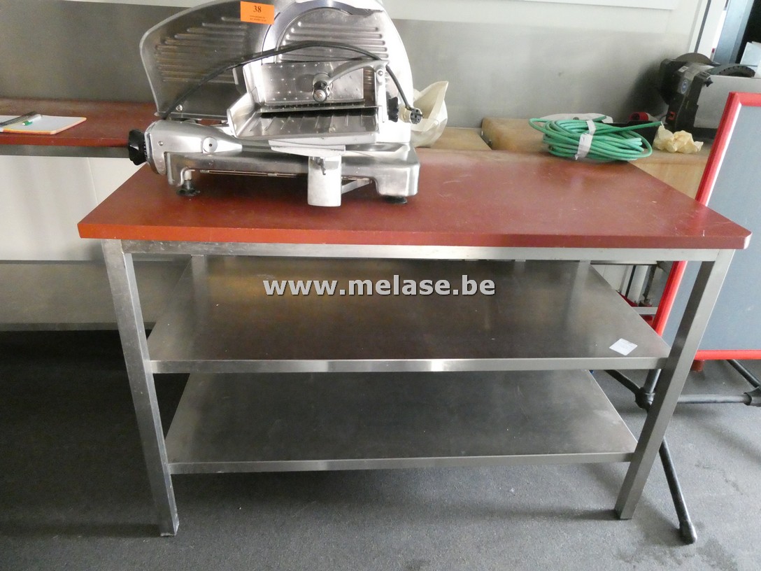RVS werktafel "met rood PVC werkblad"