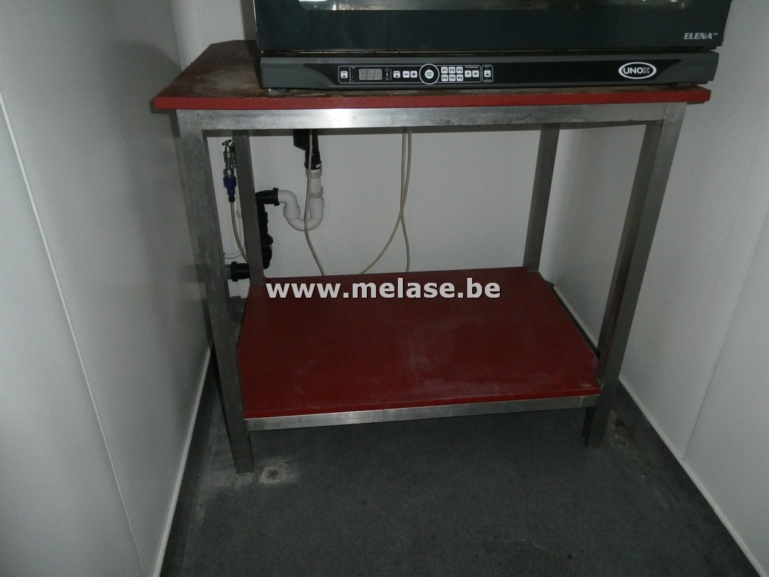 RVS werktafel "met rood PVC werkblad"