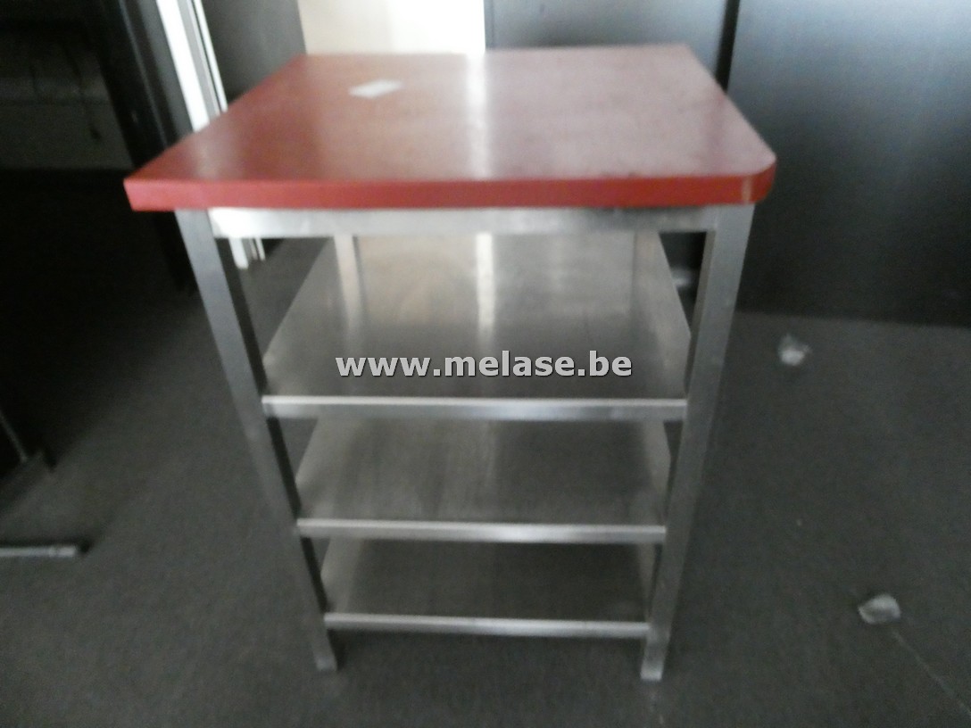 RVS werktafel "met rood PVC werkblad"