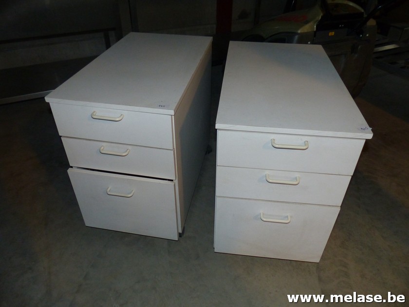 Ladeblokken op wieltjes "wit formica"