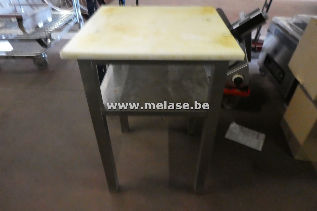 Inox werktafel met wit blad